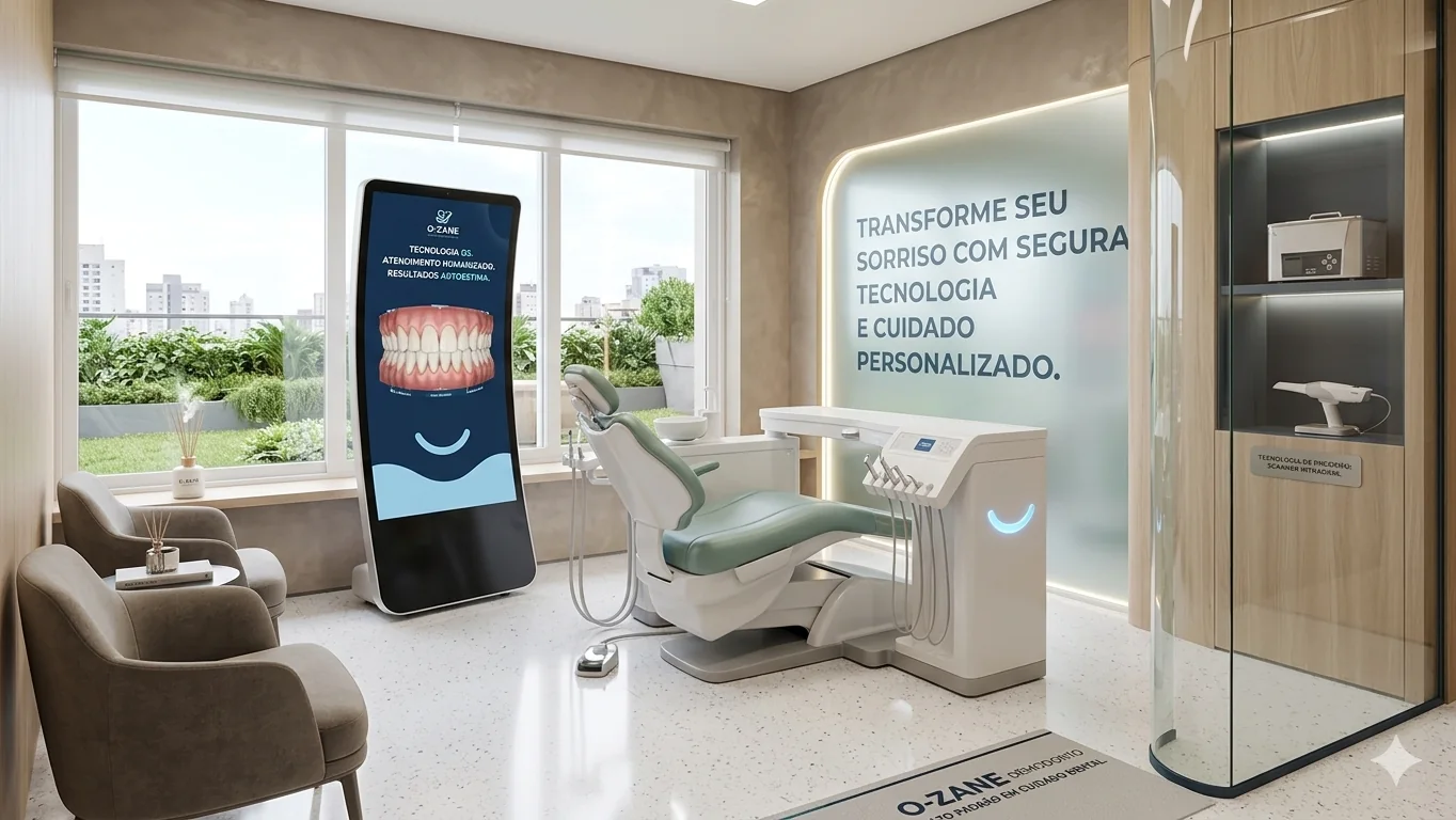 Ambiente contemporâneo de clínica odontológica